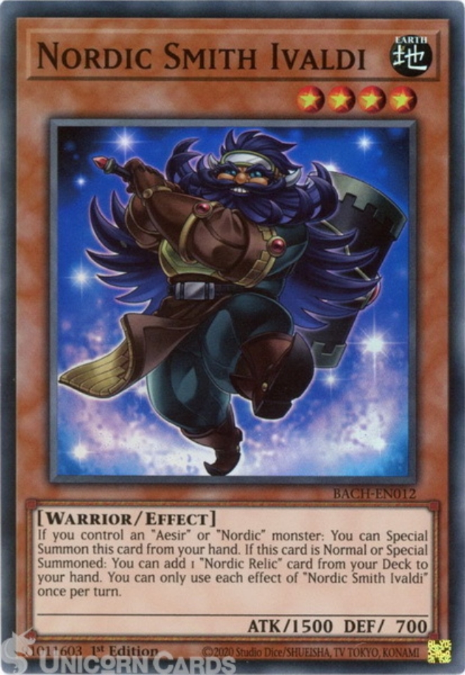 BACHEN012 Nordic Smith Ivaldi Super Rare 1st Edition Mint YuGiOh Card