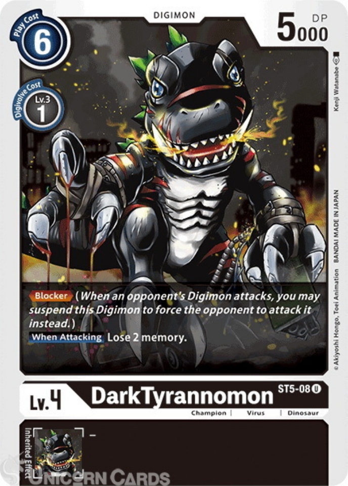 ST508 DarkTyrannomon Mint Digimon Card Unicorn Cards