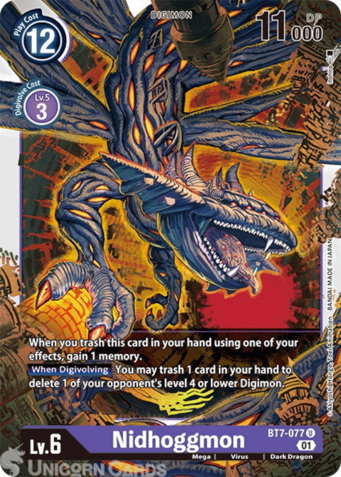 BT7077 Nidhoggmon Mint Digimon Card Unicorn Cards YuGiOh