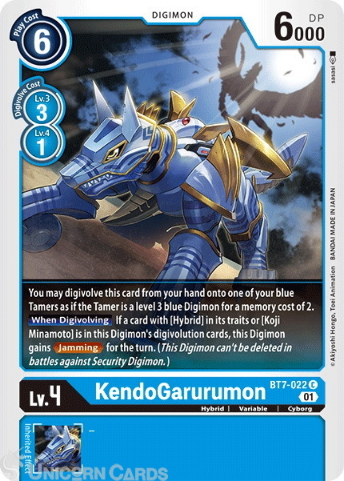 BT7022 KendoGarurumon Common Mint Digimon Card Unicorn Cards