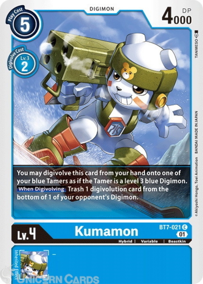 BT7021 Kumamon Common Mint Digimon Card Unicorn Cards YuGiOh
