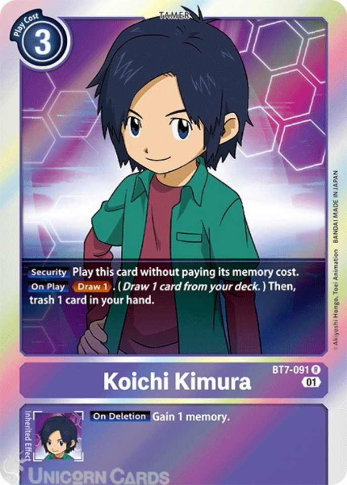 BT7091 Koichi Kimura Rare Mint Digimon Card Unicorn Cards YuGiOh