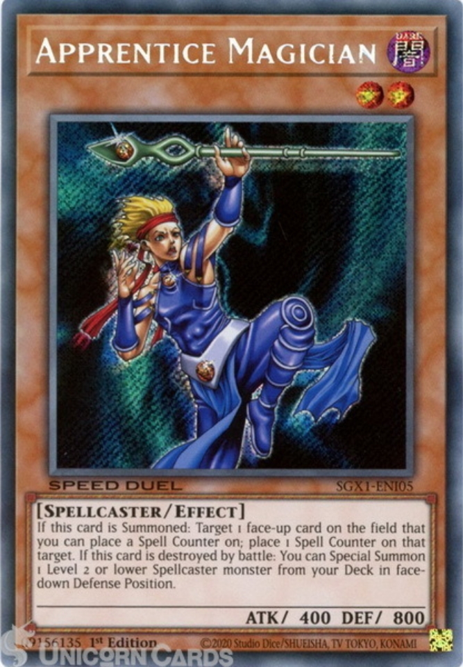 SGX1-ENI05 Apprentice Magician Secret Rare 1st Edition Mint YuGiOh Card ...