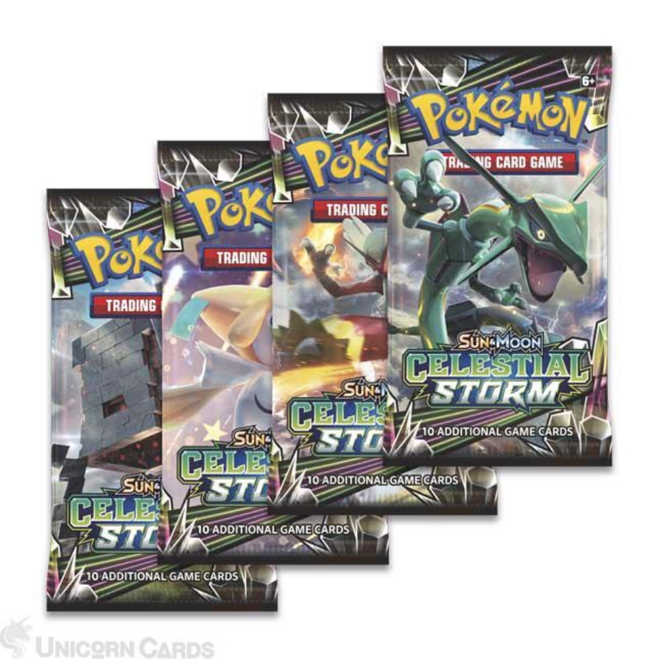 Sun & Moon: Celestial Storm: 4 Booster Packs All Types