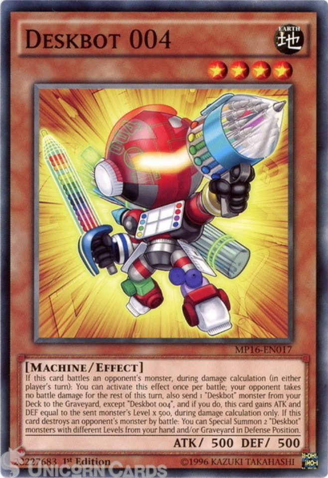MP16EN017 Deskbot 004 Common 1st Edition Mint YuGiOh Card Unicorn