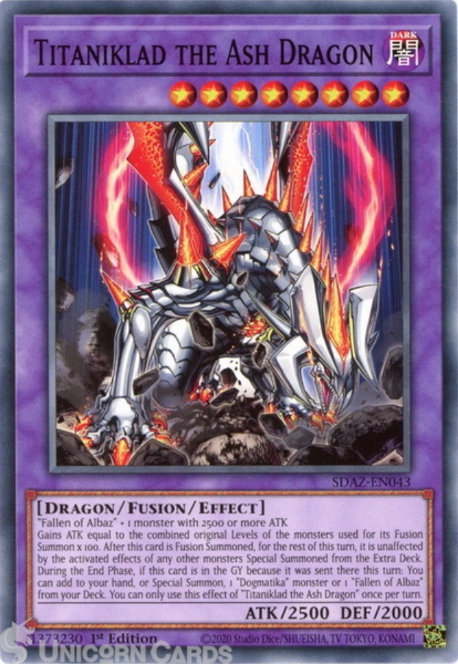 SDAZ-EN043 Titaniklad the Ash Dragon Common 1st Edition Mint YuGiOh ...