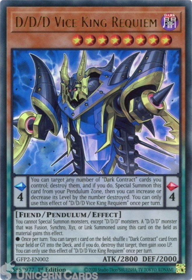 GFP2EN002 D/D/D Vice King Requiem Ultra Rare 1st Edition Mint YuGiOh