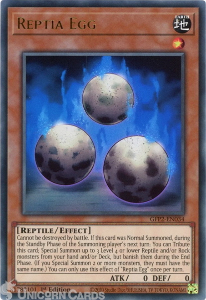 GFP2EN034 Reptia Egg Ultra Rare 1st Edition Mint YuGiOh Card Unicorn