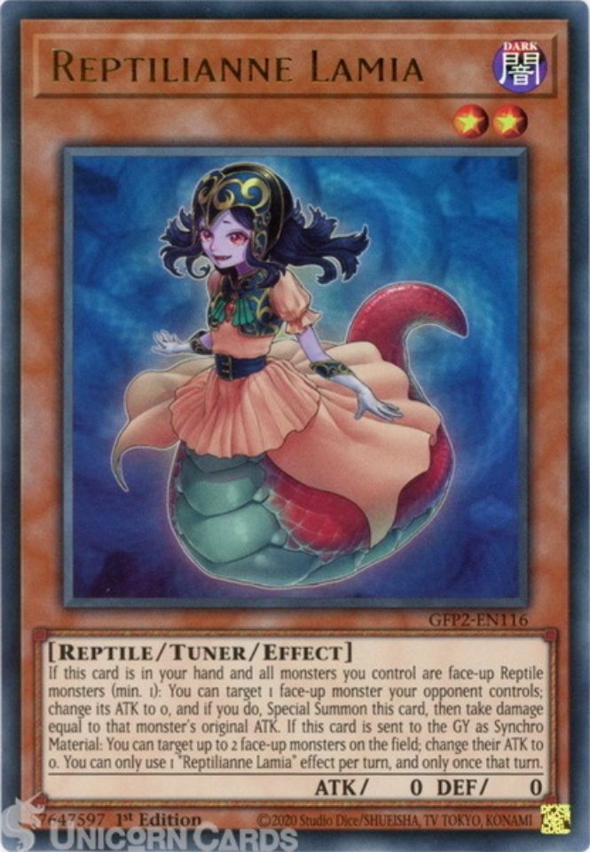 GFP2-EN116 Reptilianne Lamia Ultra Rare 1st Edition Mint YuGiOh Card ...