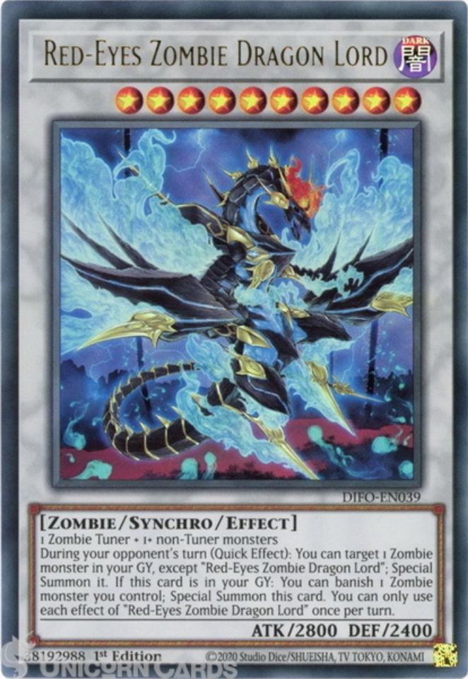 DIFO-EN039 Red-Eyes Zombie Dragon Lord Ultra Rare 1st Edition Mint ...