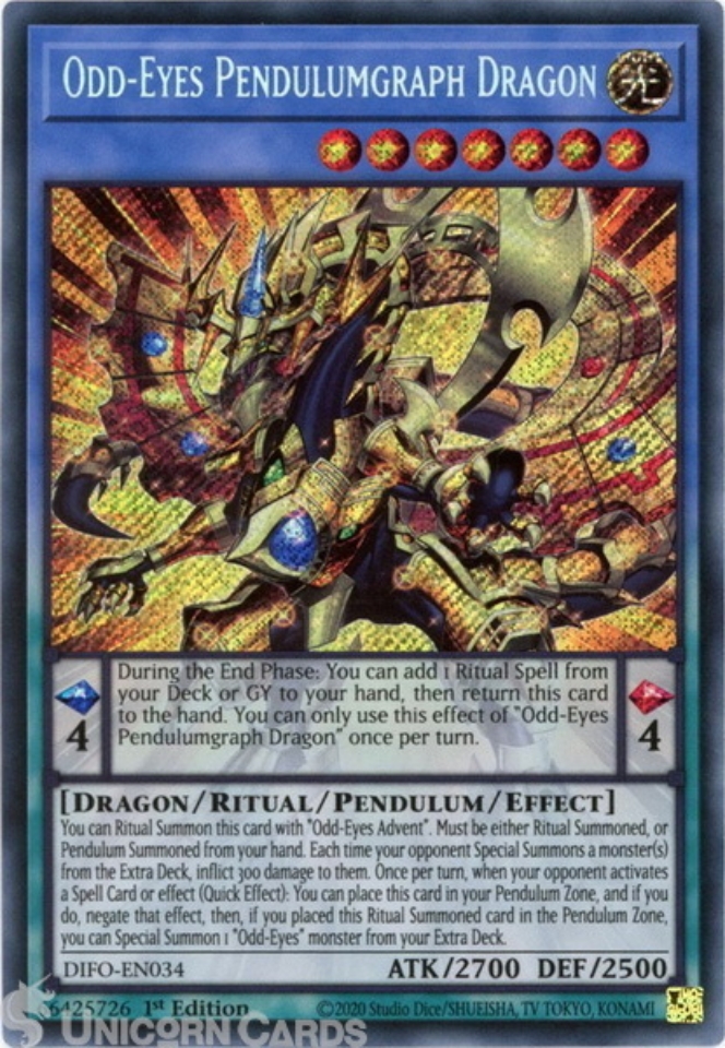 DIFOEN034 OddEyes Pendulumgraph Dragon Secret Rare 1st Edition Mint