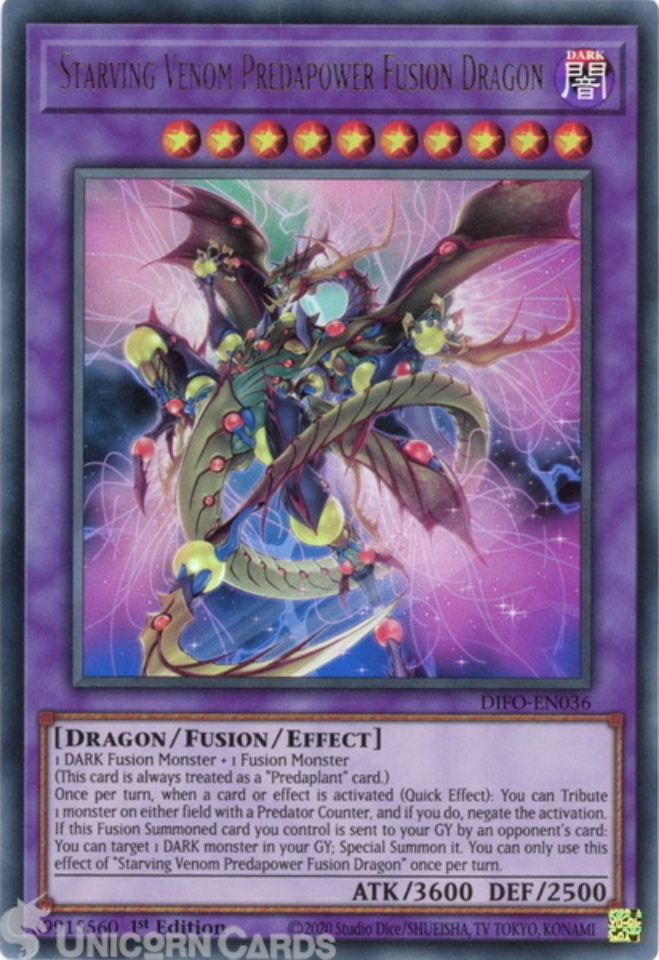 DIFOEN036 Starving Venom Predapower Fusion Dragon Ultra Rare 1st
