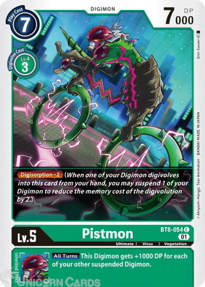 BT8054 Pistmon Common Mint Digimon Card Unicorn Cards YuGiOh