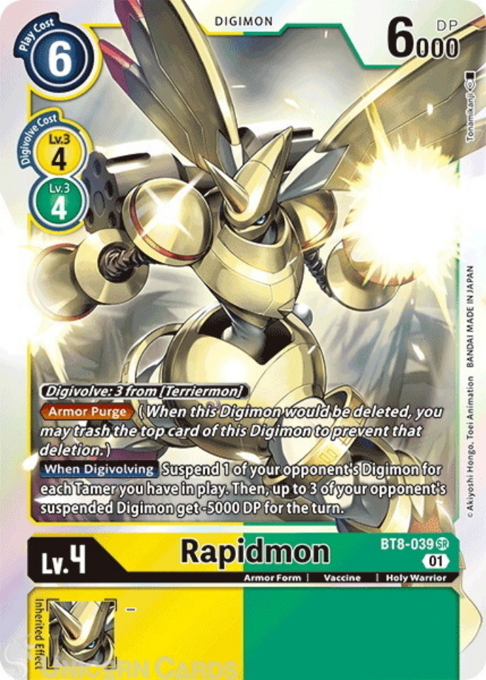 BT8039 Rapidmon Super Rare Mint Digimon Card Unicorn Cards YuGiOh