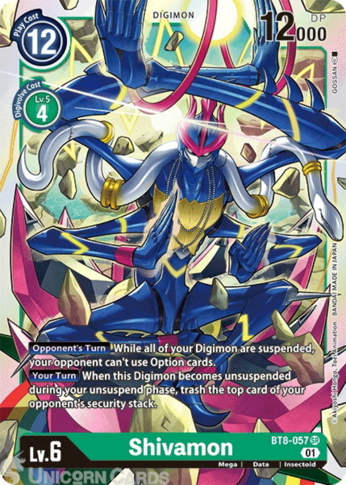 BT8057 Shivamon Super Rare Mint Digimon Card Unicorn Cards YuGiOh