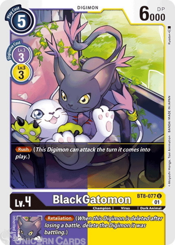 BT8077 BlackGatomon Mint Digimon Card Unicorn Cards