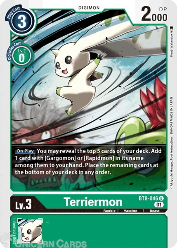 BT8046 Terriermon Mint Digimon Card Unicorn Cards YuGiOh
