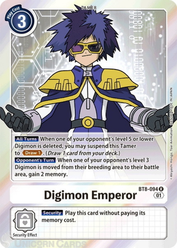 BT8094 Digimon Emperor Rare Mint Digimon Card Unicorn Cards YuGiOh