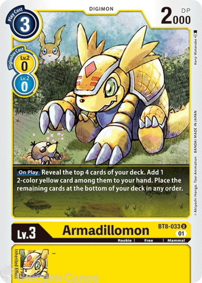 BT8-033 Armadillomon Uncommon Mint Digimon Card:: Unicorn Cards ...