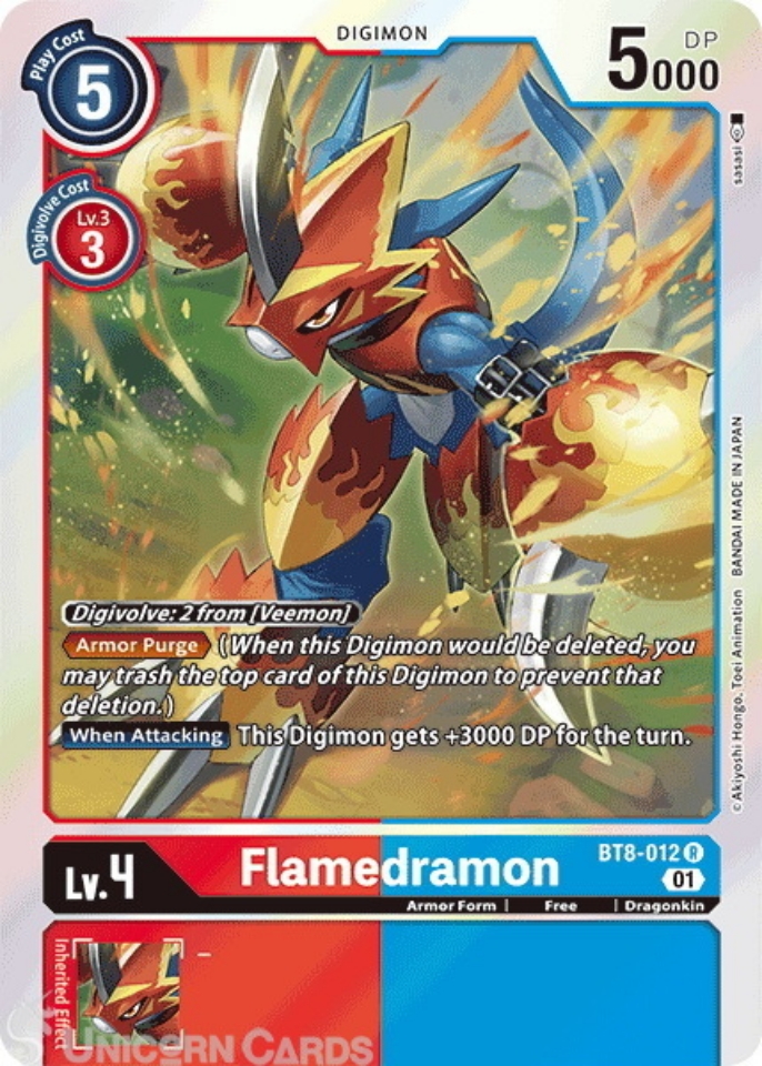 BT8-012 Flamedramon Rare Mint Digimon Card:: Unicorn Cards - YuGiOh ...