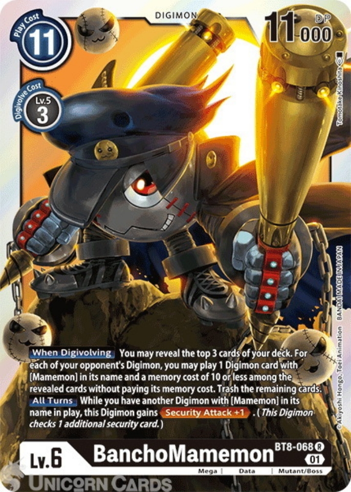 BT8068 BanchoMamemon Rare Mint Digimon Card Unicorn Cards YuGiOh