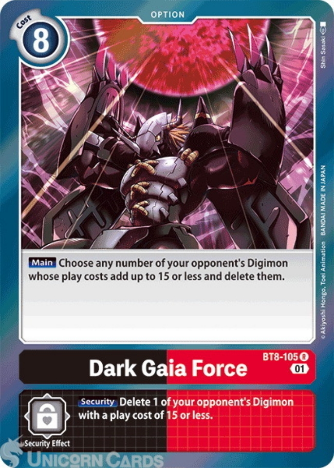 BT8105 Dark Gaia Force Rare Mint Digimon Card Unicorn Cards YuGiOh