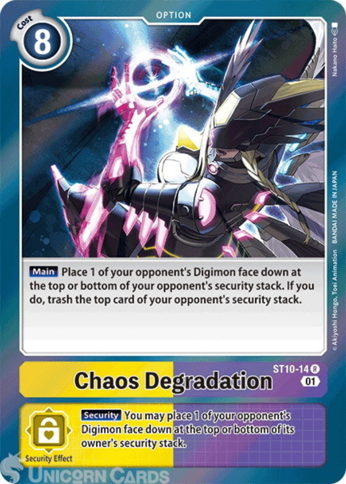 ST10-14 Chaos Degradation Rare Mint Digimon Card:: Unicorn Cards