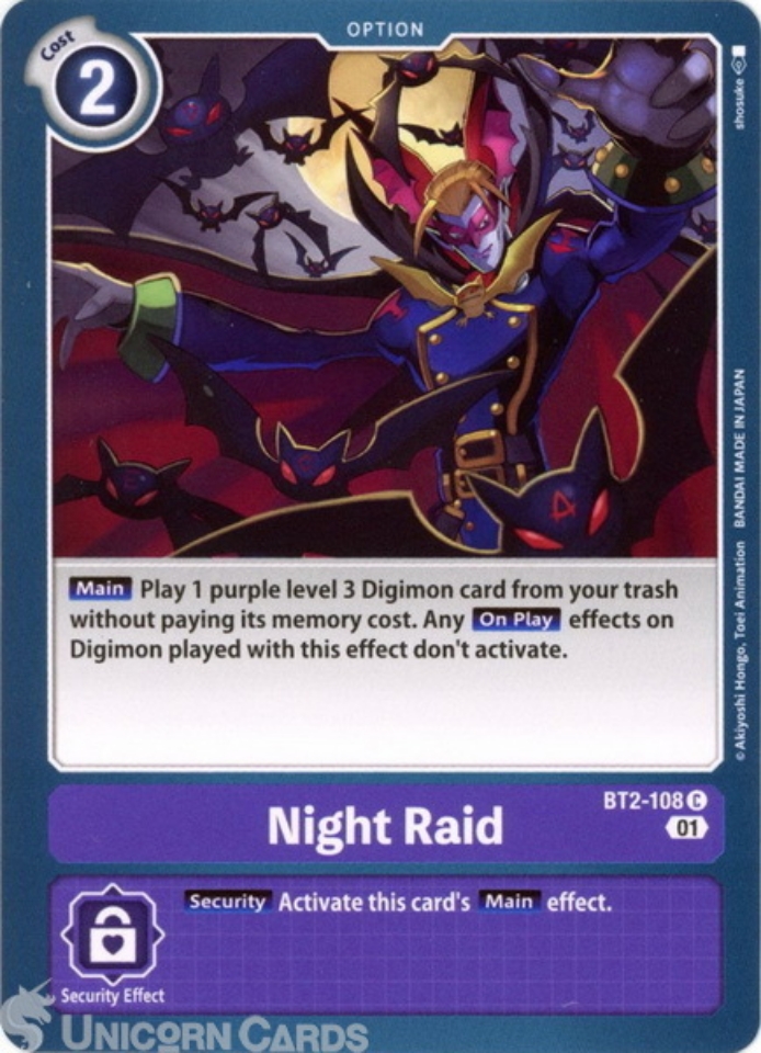 BT2-108 Night Raid Uncommon Alternative Art Mint Digimon Card:: Unicorn  Cards - YuGiOh!, Pokemon, Digimon and MTG TCG Cards for Players and  Collectors.