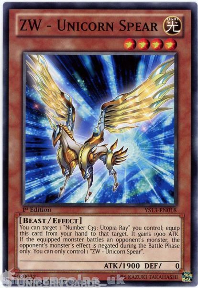 YS13EN018 ZW Unicorn Spear 1st Edition Mint YuGiOh Card Unicorn Cards YuGiOh!, Pokemon