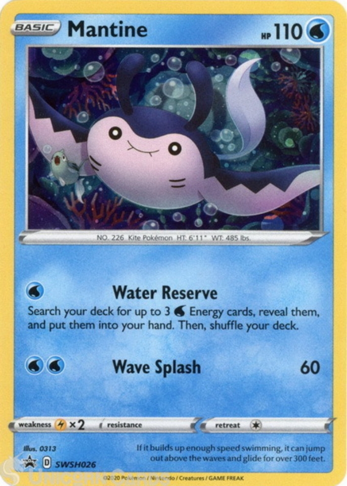 Mantine SWSH026 Black Star Promo Mint Pokemon Card:: Unicorn Cards ...