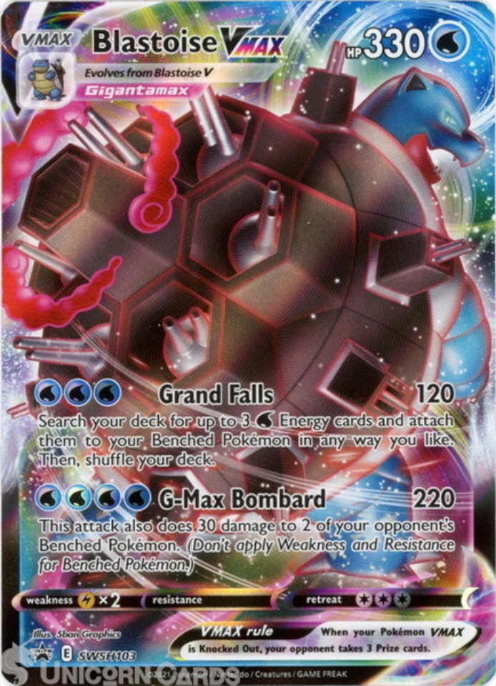 Blastoise VMAX SWSH103 UltraRare Rare Mint Pokemon Card Unicorn