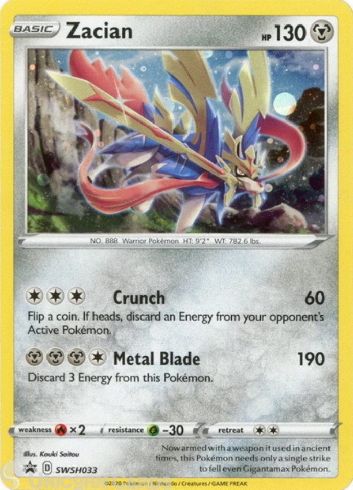 Zacian SWSH033 Black Star Promo Mint Pokemon Card:: Unicorn Cards