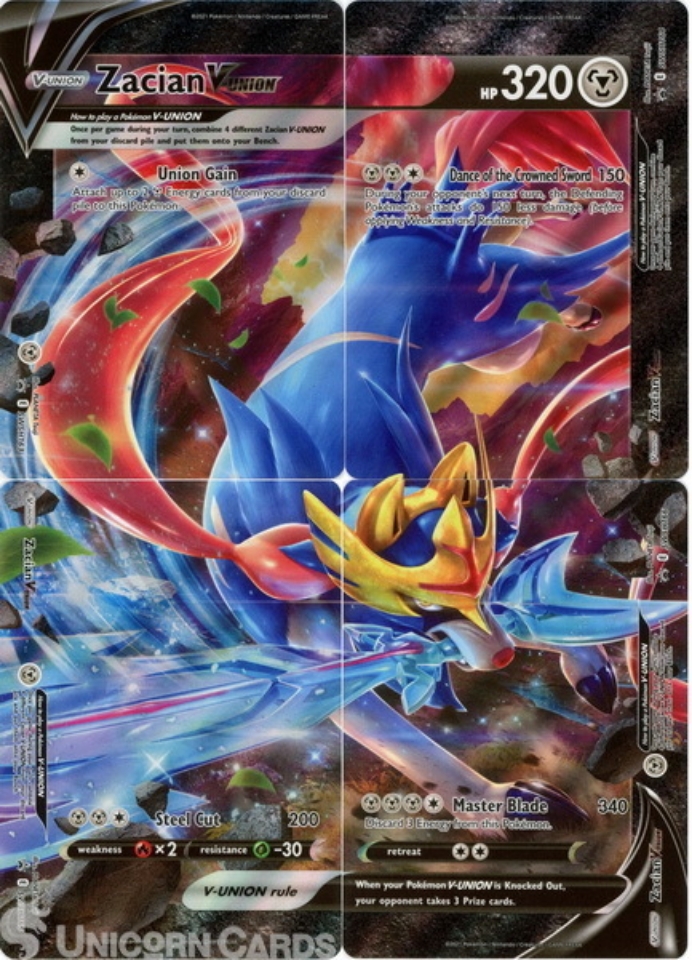 Zacian V-UNION SWSH163-166 4 Card Set - 4 Black Star Promo Mint Pokemon ...