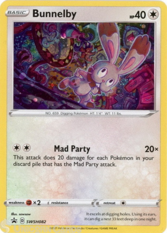 Bunnelby SWSH082 Black Star Promo Mint Pokemon Card Unicorn Cards 