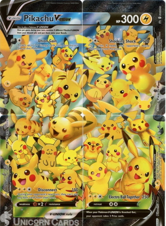 Pikachu VUNION SWSH139142 4 Card Set 4 Black Star Promo Mint