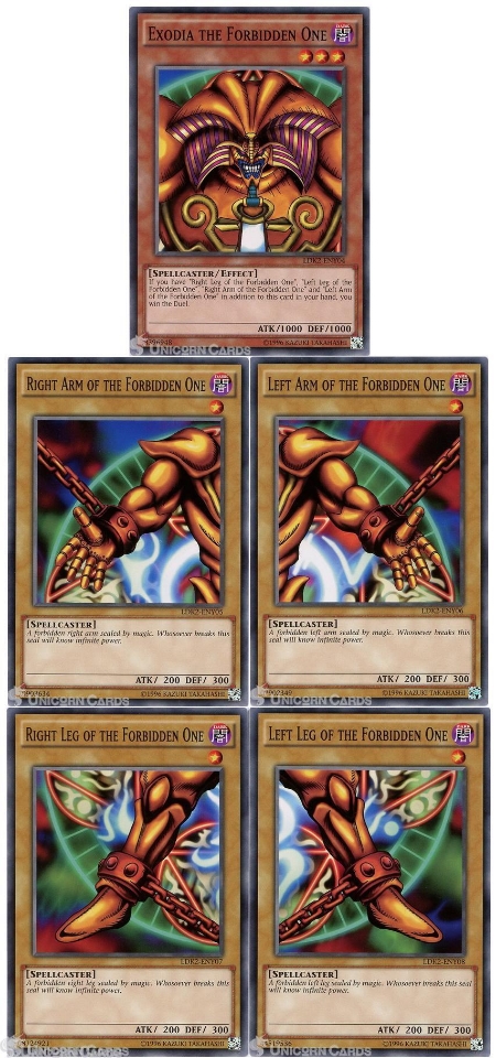 Complete Exodia the Forbidden One Set - All 5 Cards :: UNL Edition LDK2 ...