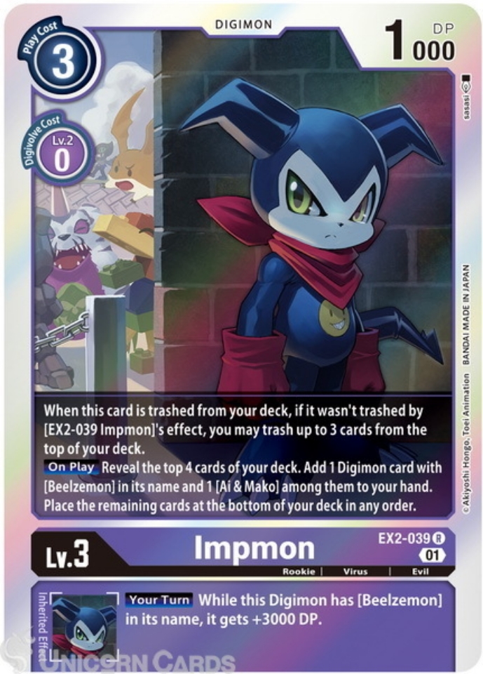 EX2039 Impmon Rare Mint Digimon Card Unicorn Cards YuGiOh