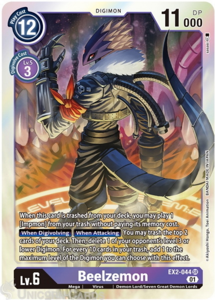 EX2-044 Beelzemon Super Rare Mint Digimon Card:: Unicorn Cards