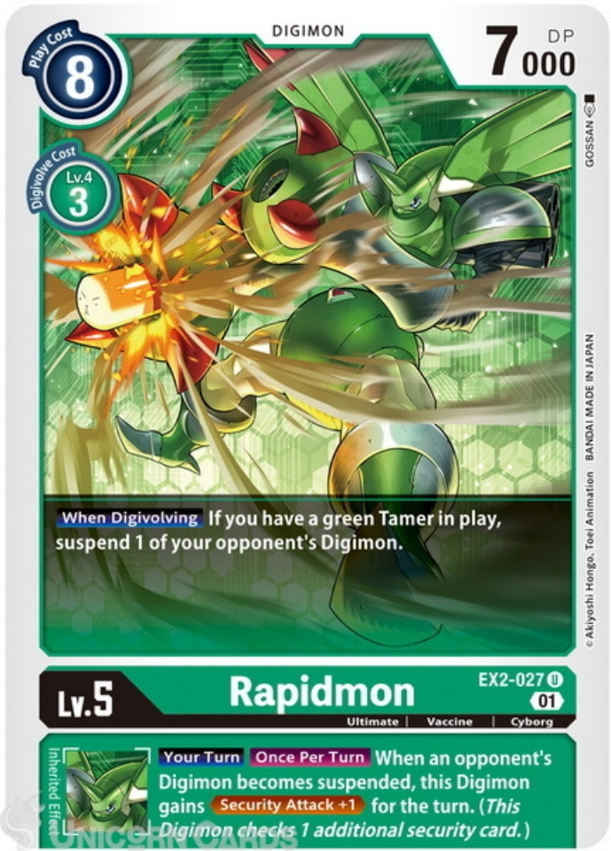EX2-027 Rapidmon Uncommon Mint Digimon Card:: Unicorn Cards - YuGiOh ...