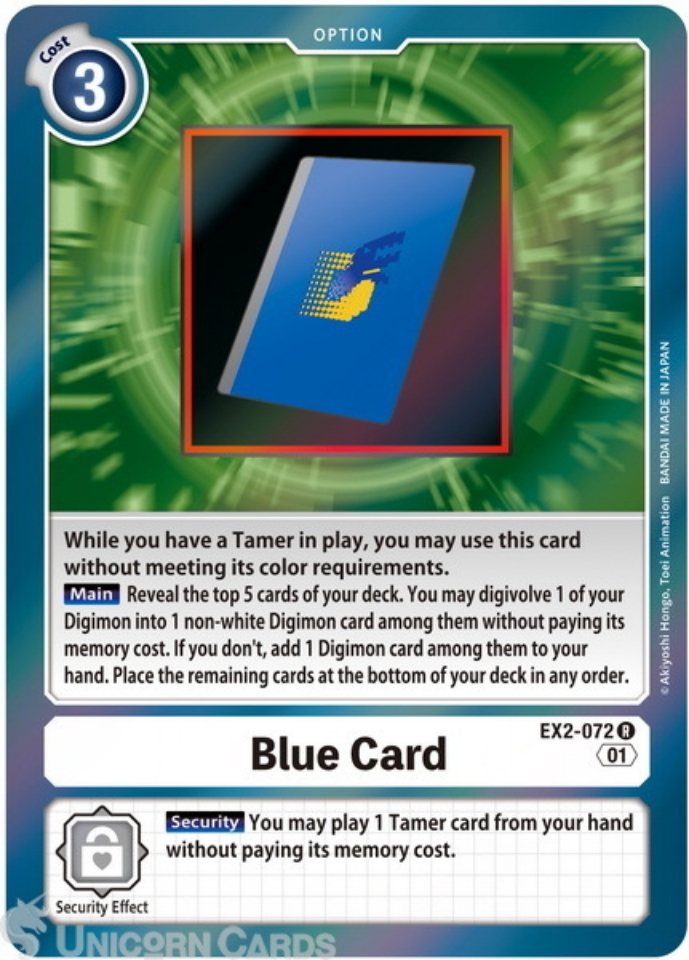 EX2072 Blue Card Rare Mint Digimon Card Unicorn Cards YuGiOh