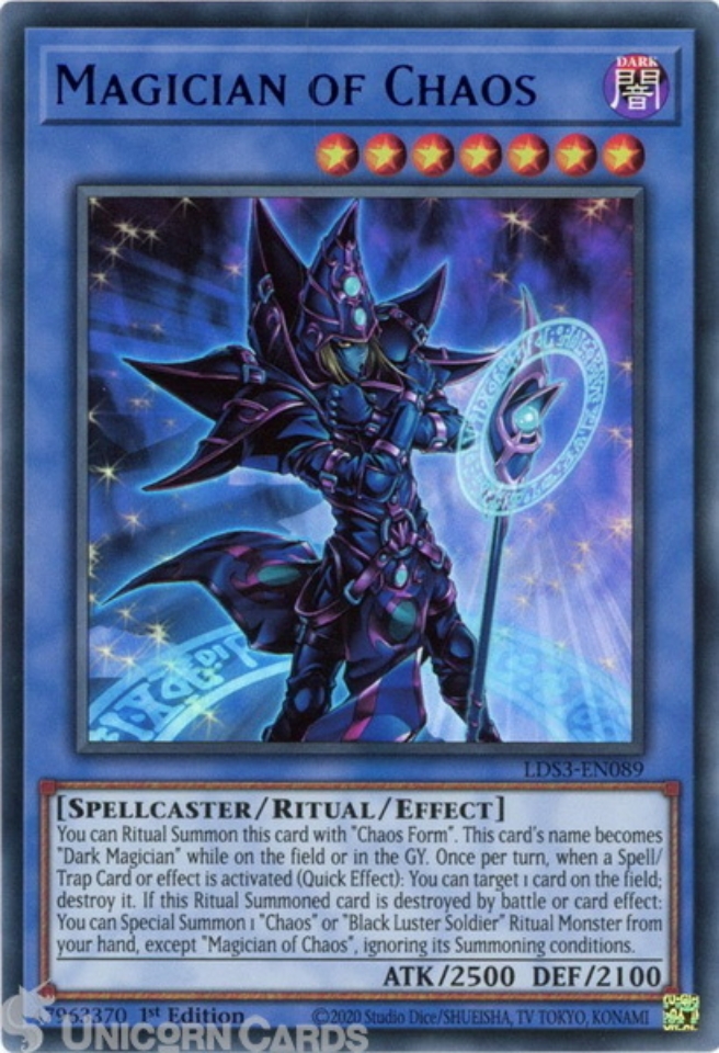 LDS3-EN089 Magician of Chaos :: Blue Ultra Rare 1st Edition Mint
