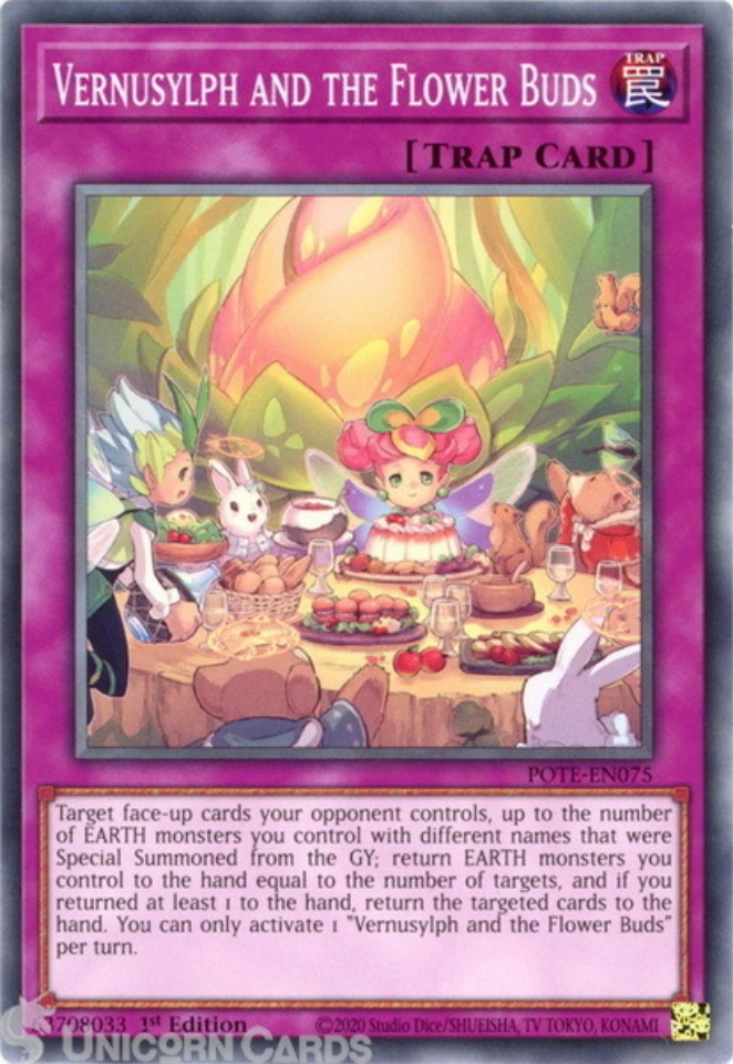 Pote En075 Vernusylph And The Flower Buds Common 1st Edition Mint Yugioh Card Unicorn Cards