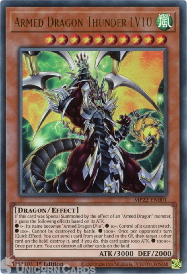 MP22EN001 Armed Dragon Thunder LV10 Ultra Rare 1st Edition Mint YuGiOh