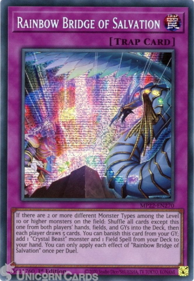 MP22EN270 Rainbow Bridge of Salvation Prismatic Secret Rare 1st Edition Mint YuGiOh Card