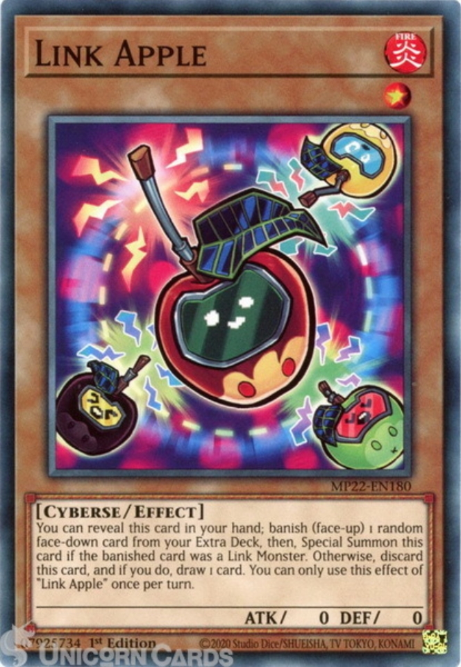 MP22EN180 Link Apple Common 1st Edition Mint YuGiOh Card Unicorn