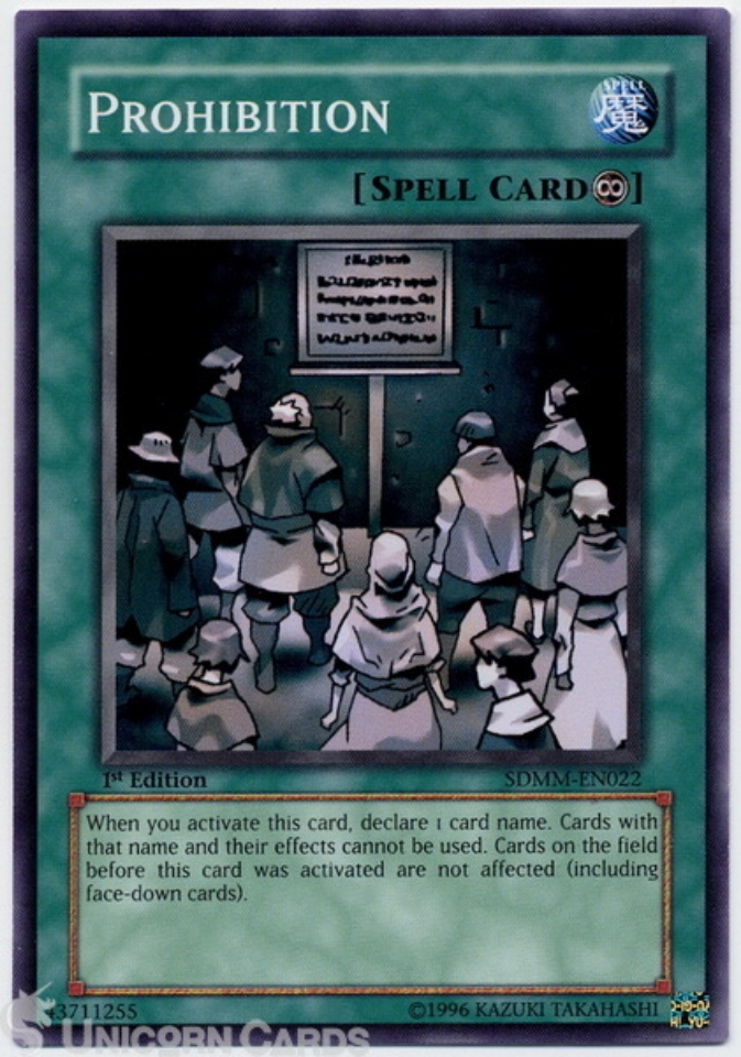 SDMMEN022 Prohibition 1st Edition Mint YuGiOh Card Unicorn Cards