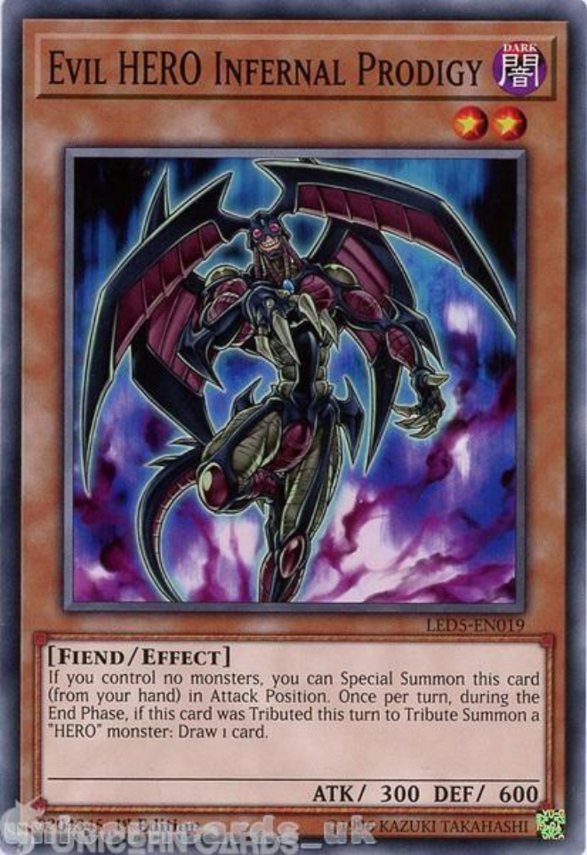 LED5-EN019 Evil HERO Infernal Prodigy :: Common 1st Edition Mint YuGiOh ...