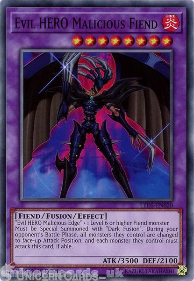 LED5-EN020 Evil HERO Malicious Fiend :: Common 1st Edition Mint YuGiOh ...