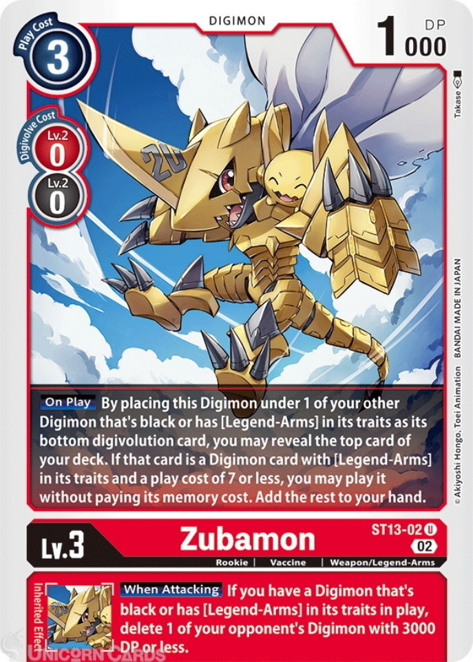 ST13-02 Zubamon Uncommon Mint Digimon Card:: Unicorn Cards