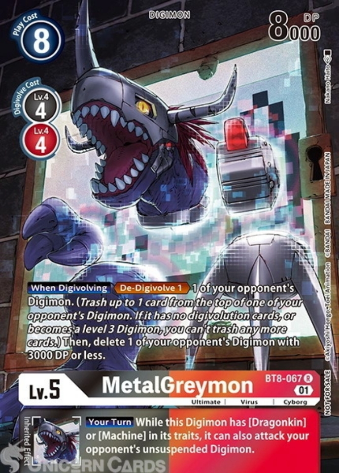 BT8067 Metalgreymon Rare Alternative Art Mint Digimon Card Unicorn